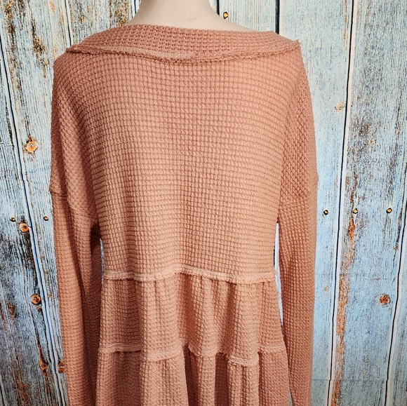 Women's Light Pink Waffle Tiered Tunic - Picture 8 of 11
